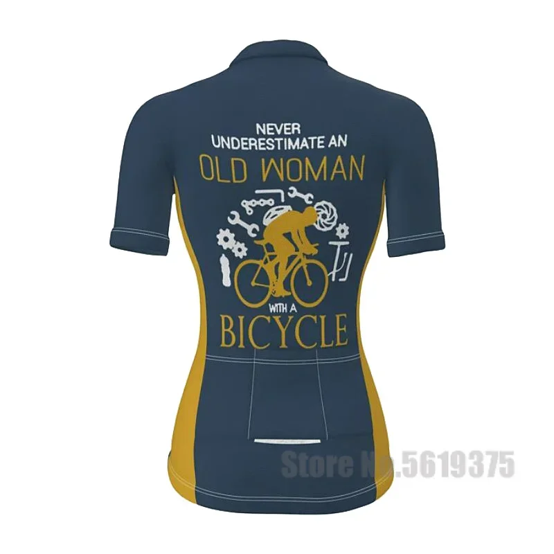 Old Woman Cycling Jersey Short Sleeve Summer Bike Wear Clothing Breathable MTB Jersey