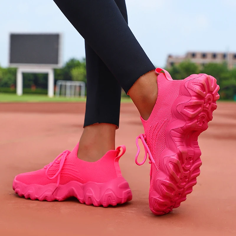 Fashion Women's Sneakers Mesh Breathable Platform Versatile Running Lightweight Lace Up Training Summer Casual Vulcanized Shoes