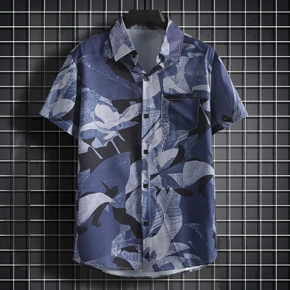 Short Sleeves Men Shirt Tropical Style Men's Floral Print Shirt with Quick Dry Technology for Vacation Beach Top Loose Fit Plus men short sleeves quick dry cycling t shirt for running fitness athletic workout