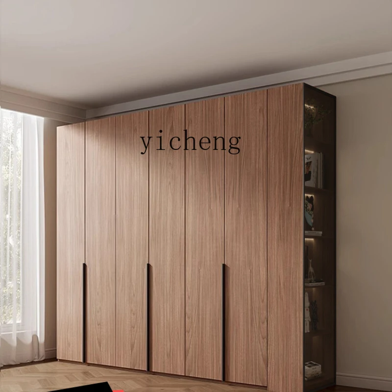 

Xl Wardrobe Walnut Color One-Door Top Household Solid Wood Storage Organizer Combination Wardrobe