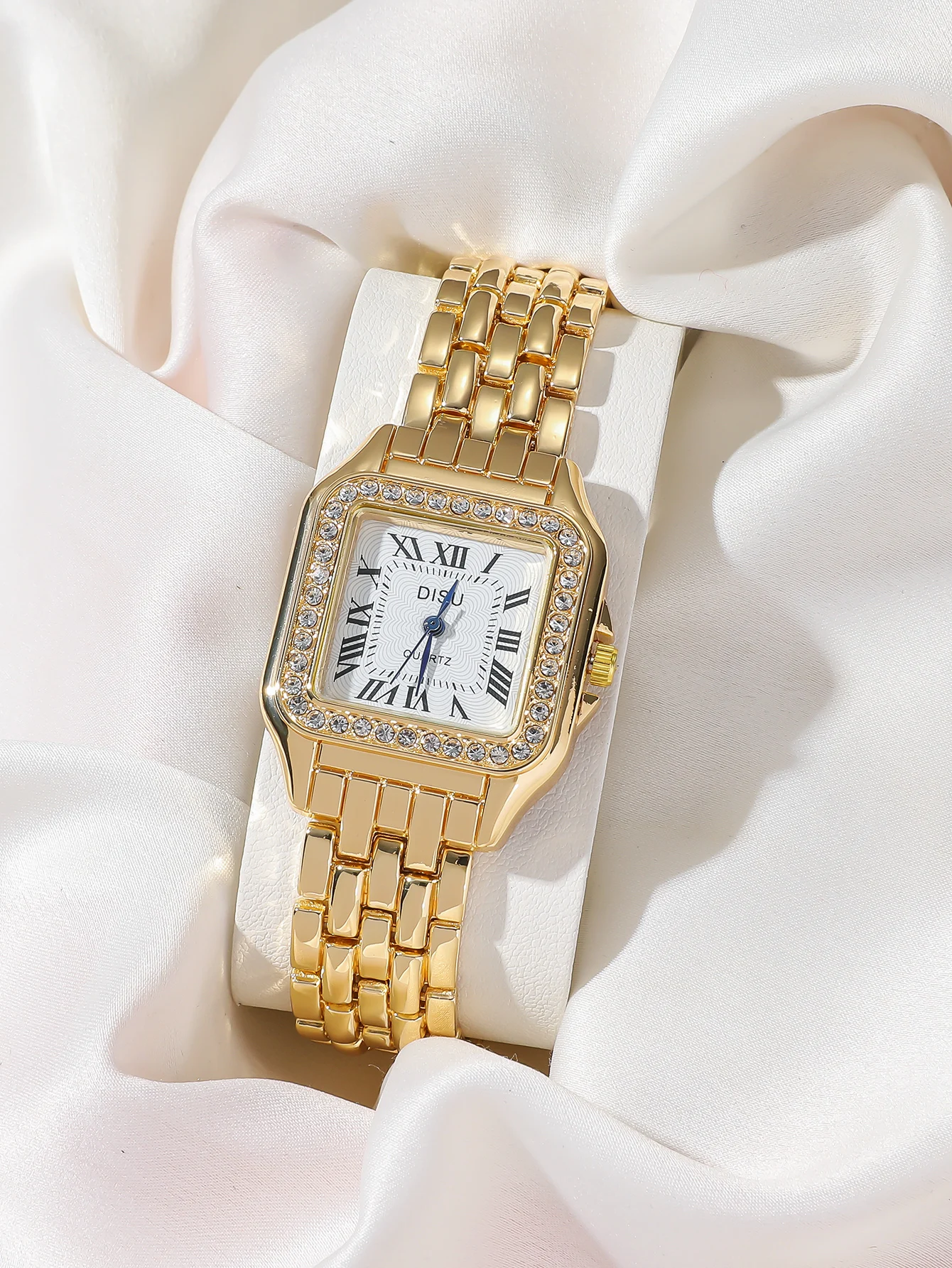 ساعة كوارتز مربعة صغيرة للنساء بحزام من الفولاذ ال...