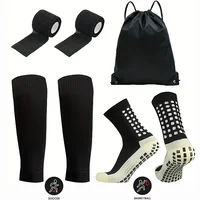 Ensemble d'équipement de football 4 pièces, chaussettes antidérapantes, couvre-chaussettes, sac, bandage 1