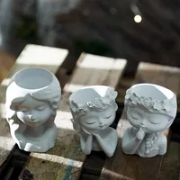 Pot de fleur en forme de tête de fille, moule en Silicone, Vase en béton, plâtre fait à la main, résine époxy, porte-stylo, moules, fournitures de décoration pour la maison 3
