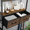 Over The Toilet Storage Cabinet with Fabric Drawers Bathroom Storage Over Toilet Fit Most Toilets, Rustic Brown 3