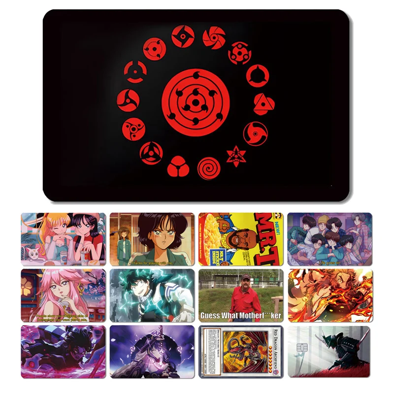 Naruto Demon Slayer Anime Cartoon Game Matte Pvc Front Sticker Film Skin Per No Chip Carta Di Debito Di Credito Bus Card No Fade