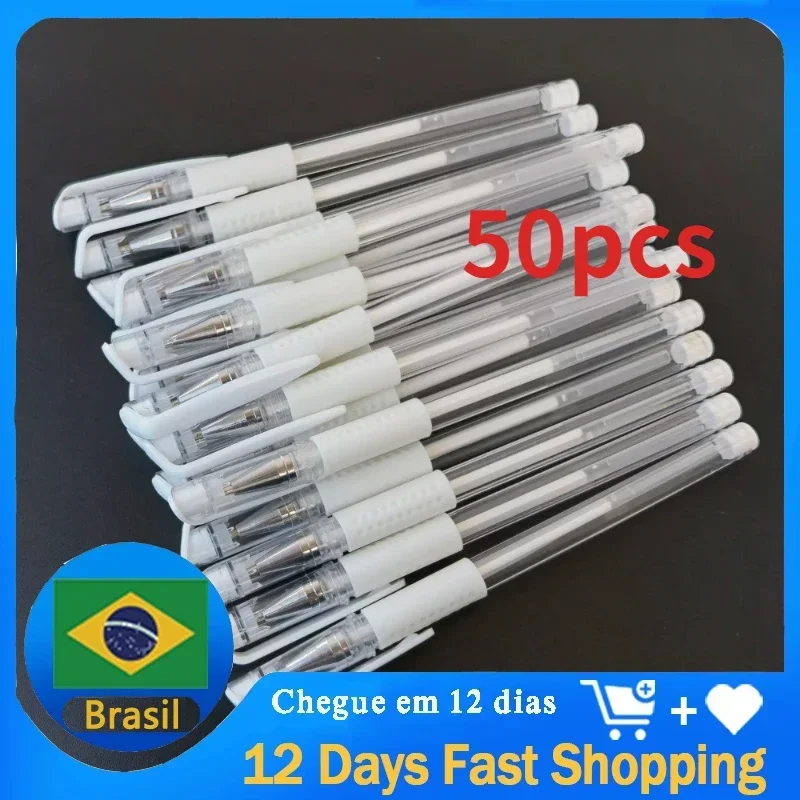 50-Piece White Tattoo Marker Pen Set for Microblading and Permanent Makeup