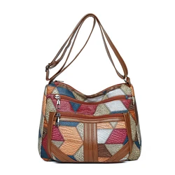 Women's Lightweight Geometric Crossbody Bag with Multi - Layer Design & Colorful Accents (Rhombus)