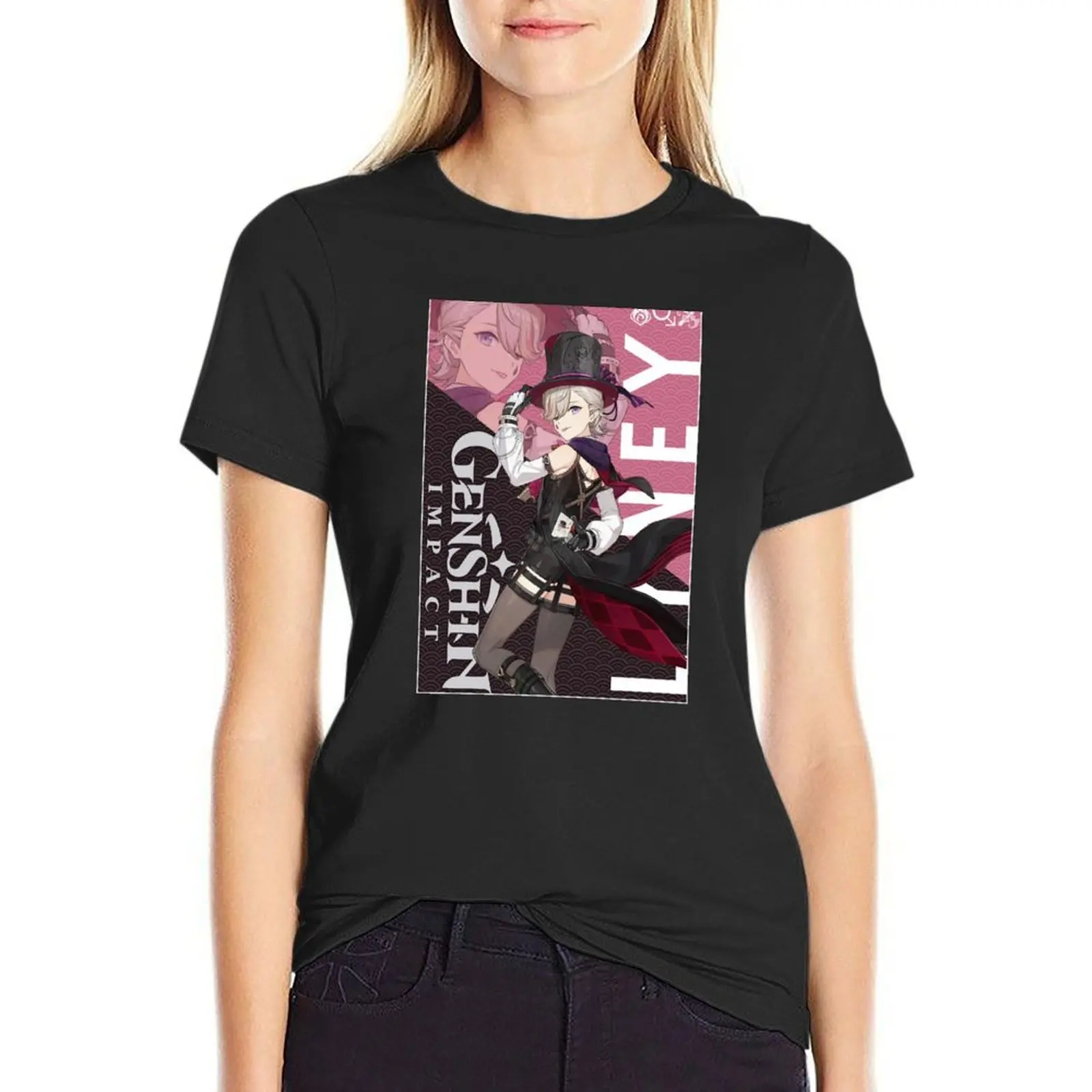 

Lyney Genshin Impact T-shirt Blouse aesthetic clothes funny t-shirt dress for Women long