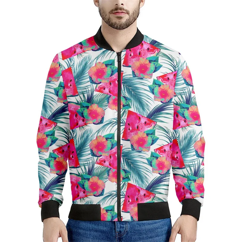thumbnail image 1 of Chaqueta con estampado de flores hawaianas para hombre, sudaderas con estampado 3D de plantas coloridas, mangas largas, abrigos con cremallera para primavera y otoño, 1 of 5