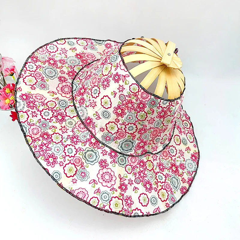 Spring And Summer Sun Shading Bamboo Fashion Foldable Multifunctional Beach Tourism Fan Hat Caps Japanese Decor_voghion.com