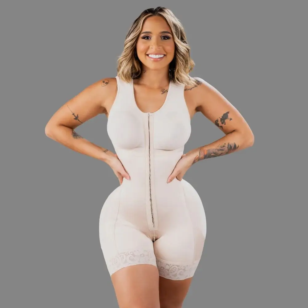 Fajas Colombianas Full Body High Compression Slimming Shapewear Front Button With Bra Waist Trainer Flat Belly Bodysuit