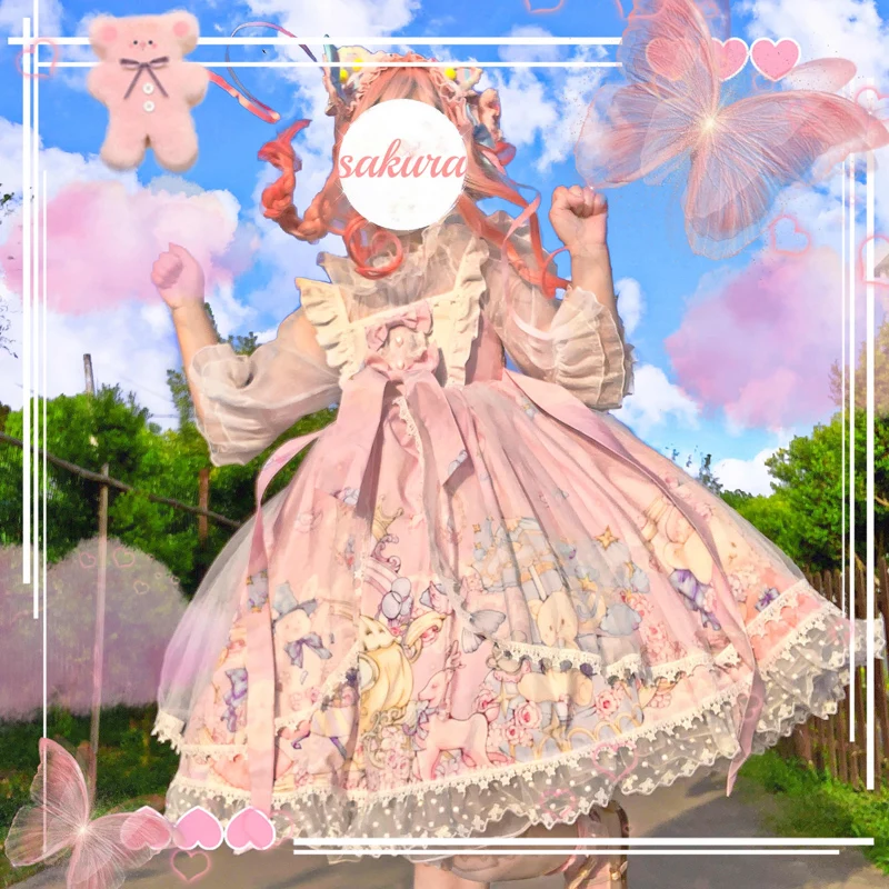 

Платье с подтяжками в стиле "Лолита", весна-осень, новинка, юбка Jsk для подростков, Милая юбка для девочек на день рождения