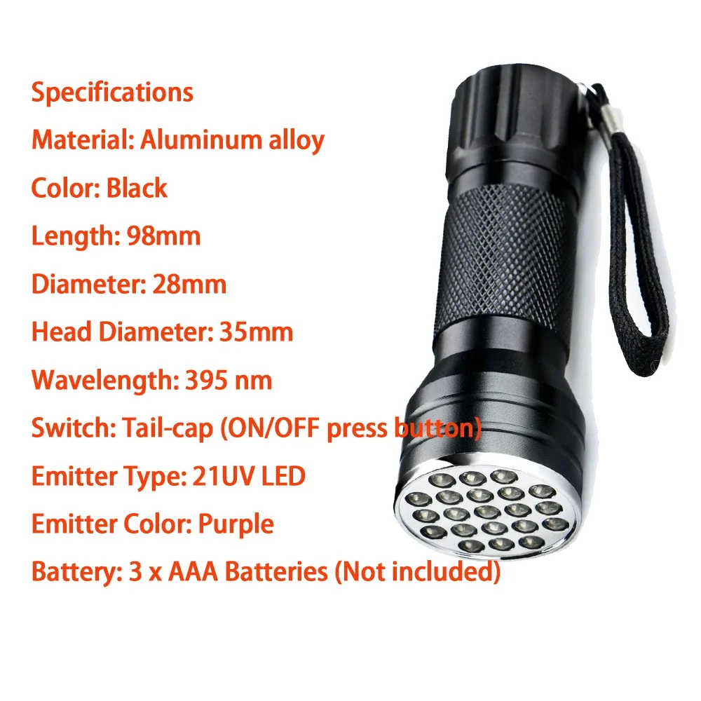 Mini 9/21LED UV Flashlight Ultra Violet Light Torch