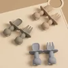 Soft Silicone Baby Training Fork Spoon Set BPA Free Kids Dishes Infant Learning Tableware Newborn Feeding Accessories 2Pcs/Set 3