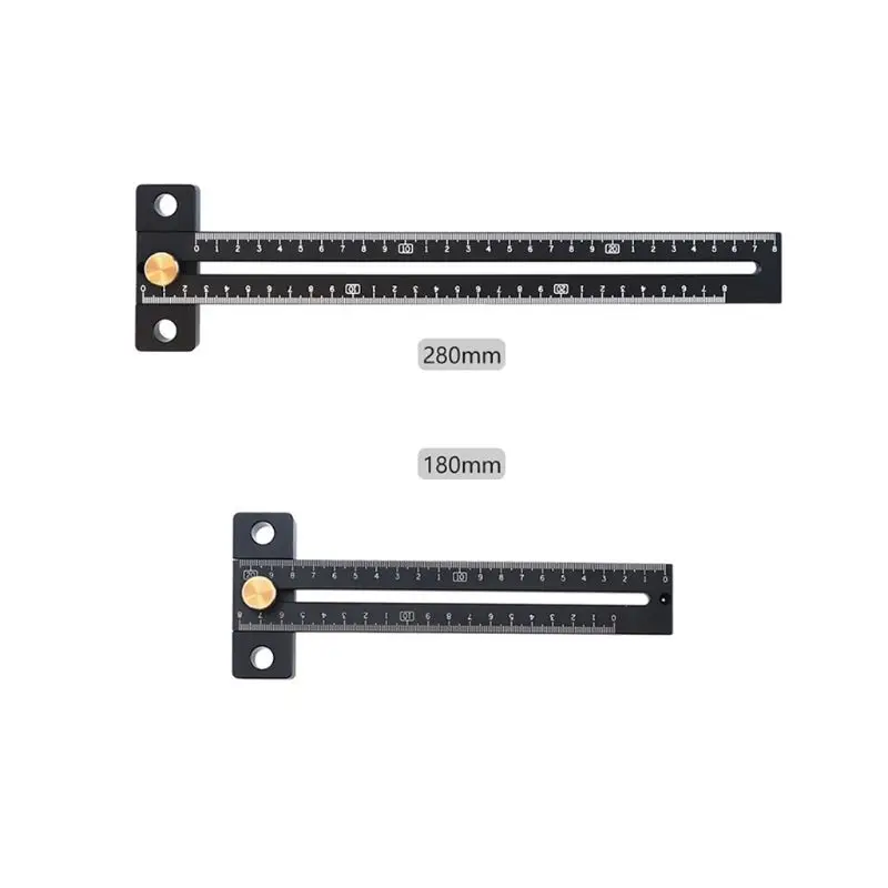 Aluminum Alloy 180/280mm Scale Metric Measure Scribing Ruler for T Style Woodworking Carpentry Marking Tool DropShipping