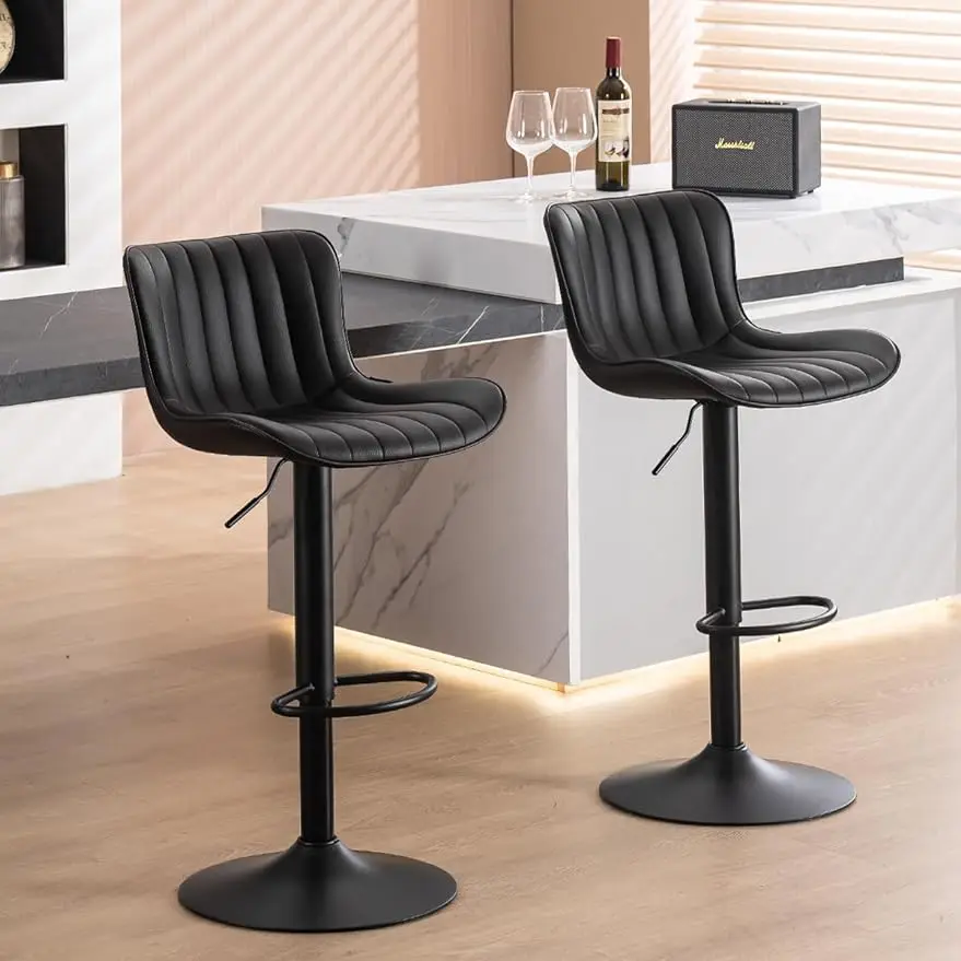 

YOUNUOKE Counter Height Bar Stools for Kitchen Island 24 inch Metal Black Barstools Set of 2 Adjustable Swivel