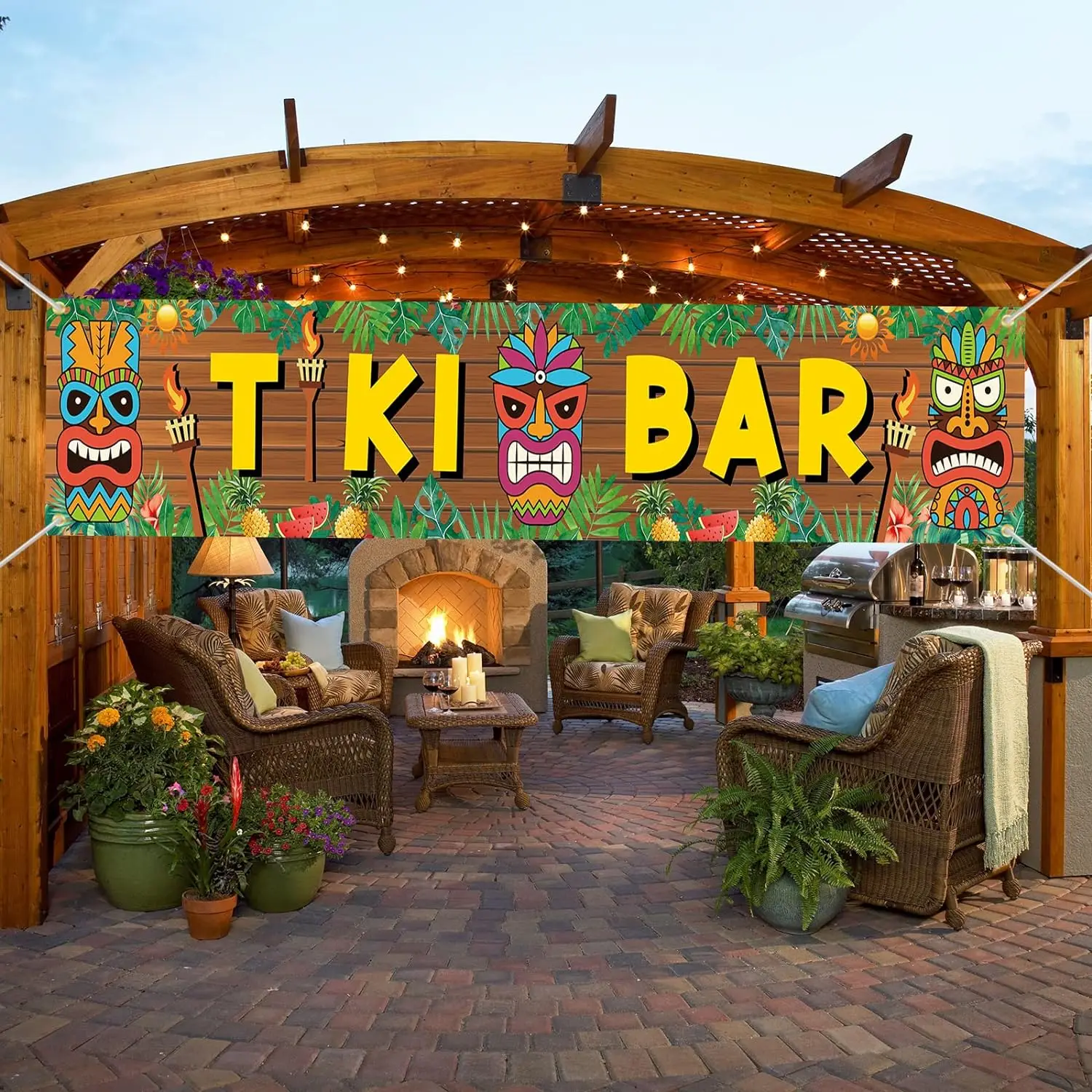 Tiki Party Decorations Geetery LED Wooden Tiki Bar Sign Luau Party Signs  Rustic Hawaiian Table Decorations LED Light Wood Tiki Bar Plaque For Summer  Home Bar Kitchen Tropical Birthday Party Photo Props, image size:1500x1500