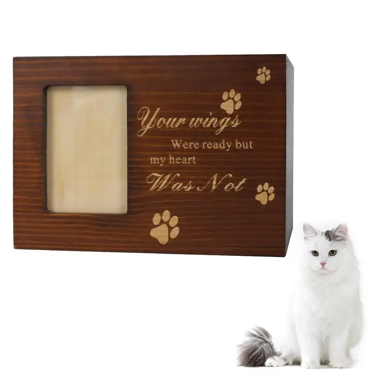 

Wood Pet Keepsake Storage Box With Photo Frame For Cat Dog Wood Storage Box With Photo Frame For Cat Dog Ashes Cremation Urns