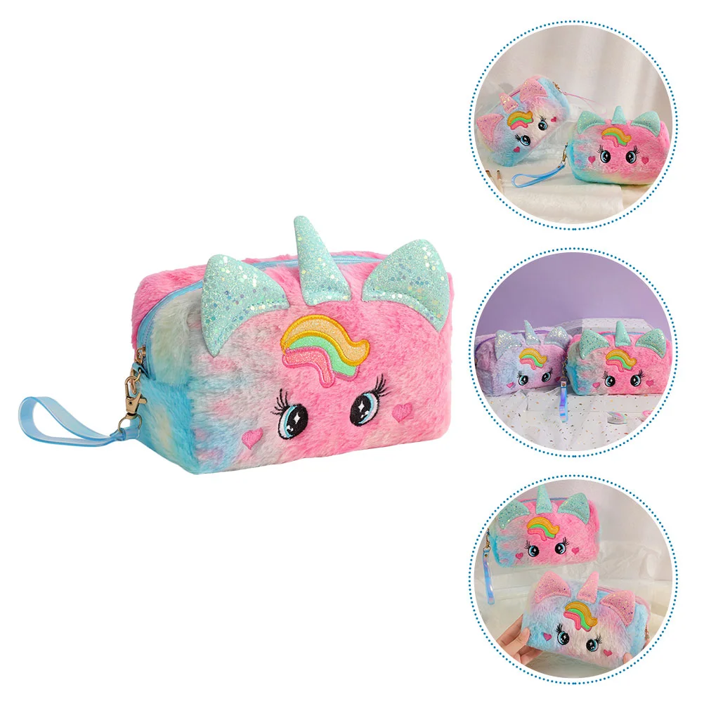 

Plush Pencil Case Pen Bag Zipper Unicorn Pencil Pouch Portable Toiletry Pouch Make Up Cosmetic Bag Stationary Organizers Girls