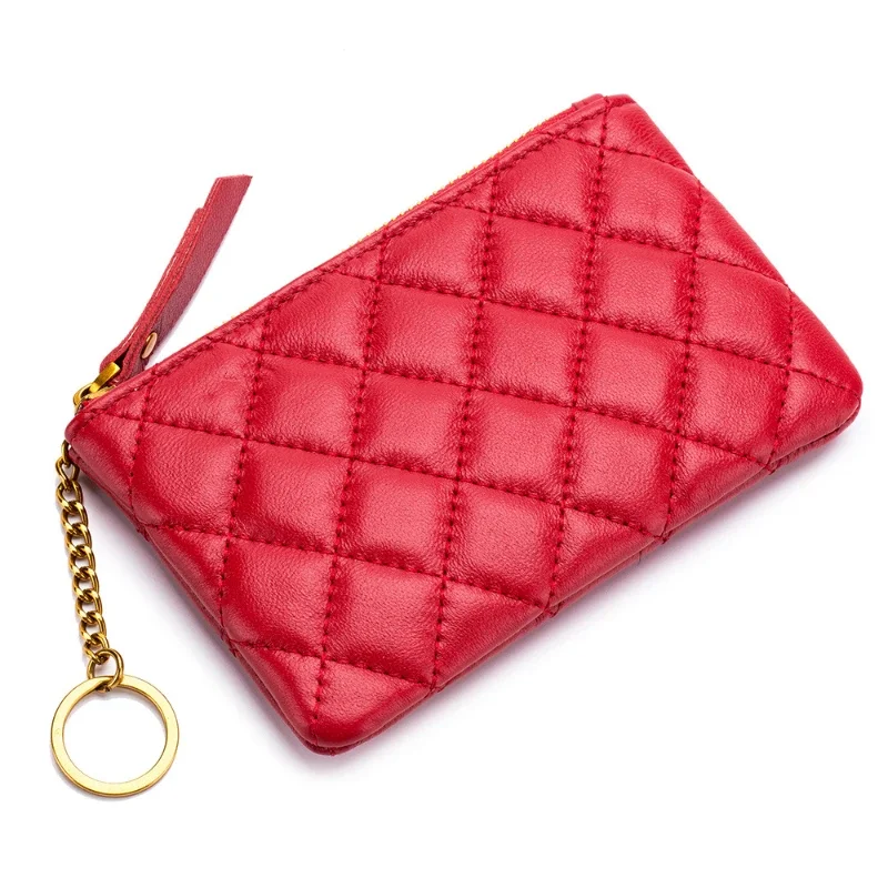 Wallet for Women Leather Lambskin Fashion Wallet Mini Zero Purses Designer Lingge Zipper Luxury Card Key Bag Luxury Wallets