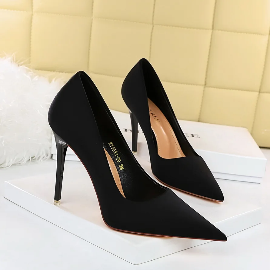 2022 Autumn Women 7.5cm 10.5cm High Heels Pumps Designer Lady Green Purple Stiletto Heels Escarpins Wedding Prom Shoes Plus Size