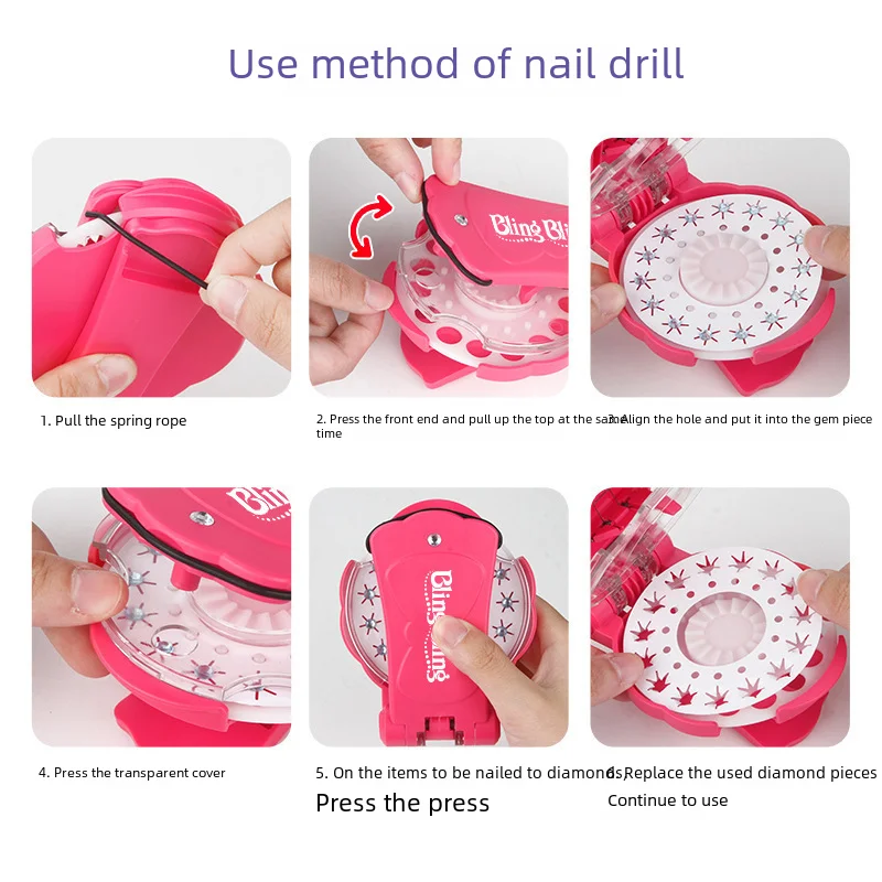 Cross-border Blingbling Nail Art Machine Children's Home Use Jewelry Stickers Women's Color Makeup Toys For Kids