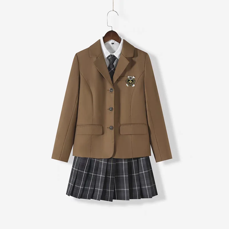 Japanese School Uniforms Girl Autumn&Winter Long Blazer Sets Pleated Skirt JK Sailor Tie Anime Cos Costumes Women