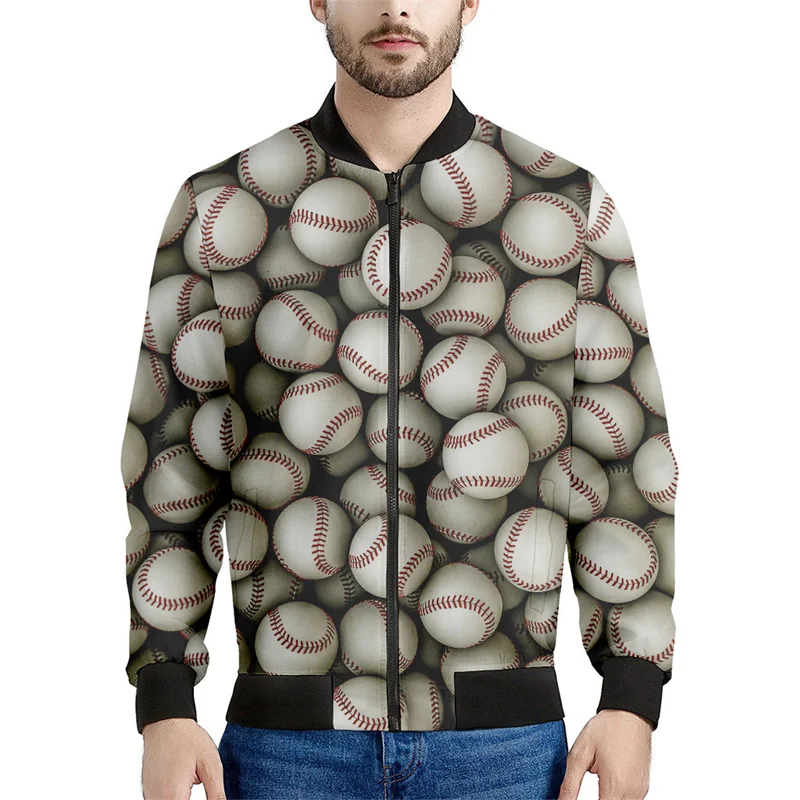 thumbnail image 1 of Chaqueta de béisbol con estampado 3D de moda para hombre, sudadera deportiva de gran tamaño, camisetas de manga larga, chaquetas de bombardero de calle con cremallera, abrigo, 1 of 4