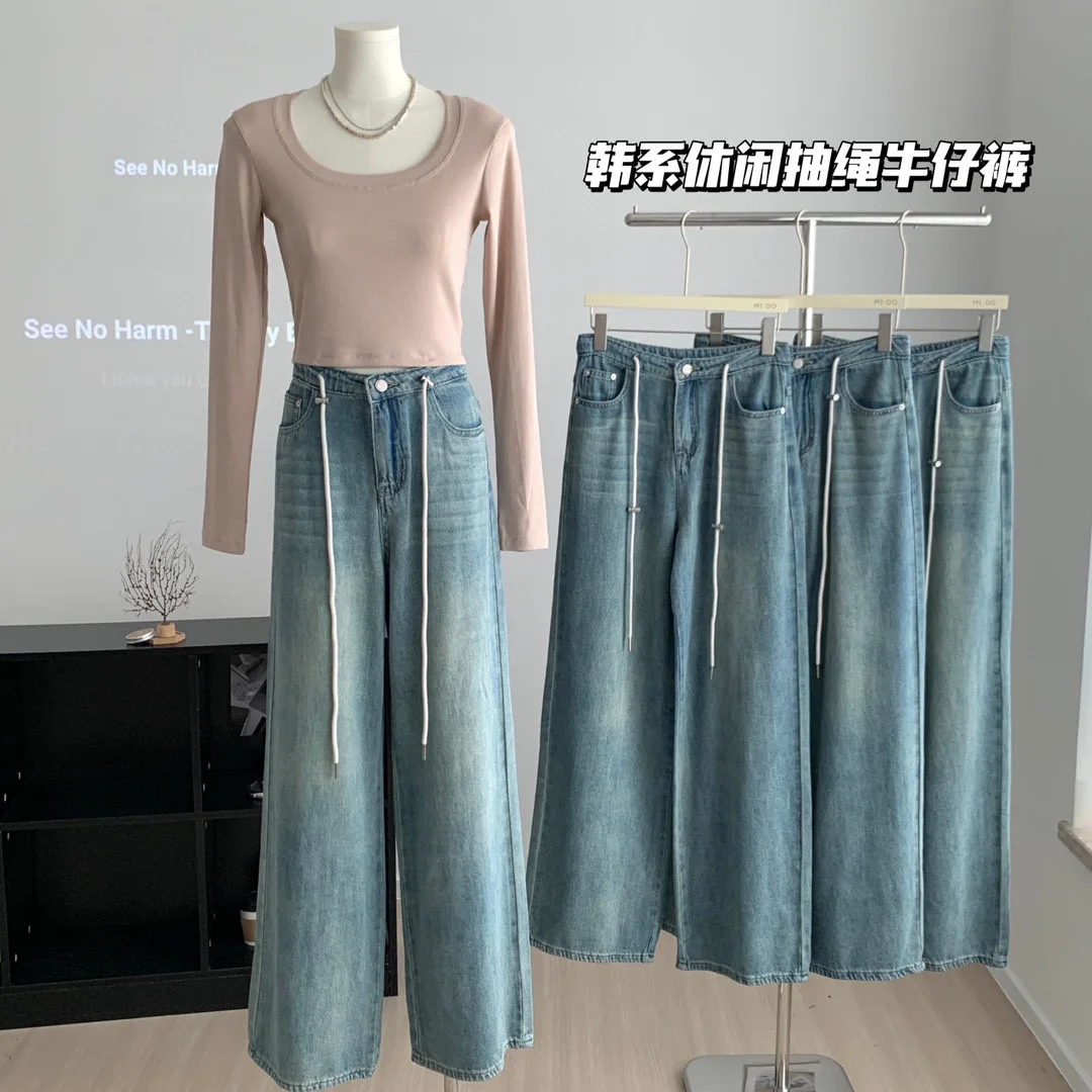 

Женские мешковатые джинсы Y2k в стиле Харадзюку, джинсовые брюки с широкими штанинами в японском стиле 1920-х годов, уличная одежда, джинсовые брюки, винтажная одежда на поясе, 2000