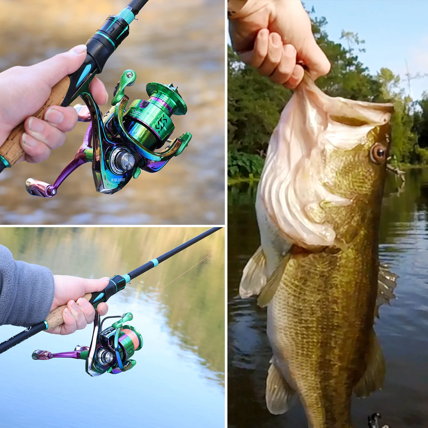 rush creek fishing rod holder Bass 8 Wall Rack 5000 Reel Model:EN100SPT Daiwa D-Shock Freshwater Spinning tension multi