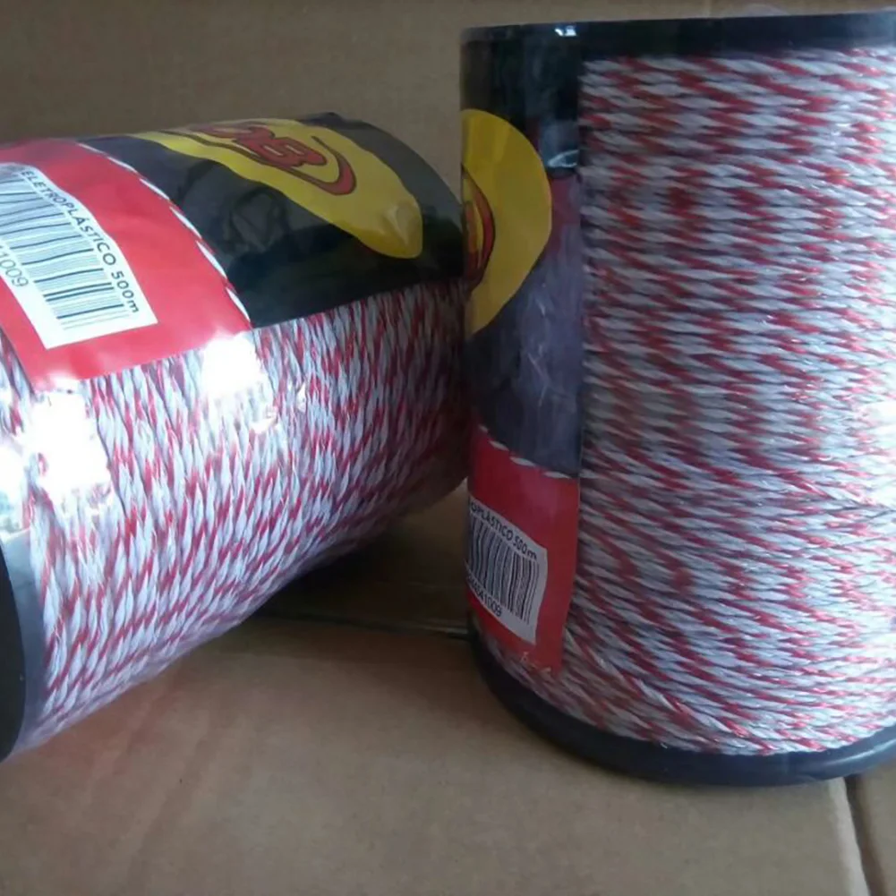 Electric Fence Rope Red White Polywire with Steel Poly Rope for Horse Animal Fencing Ultra Low Resistance Wire 200m/500m Roll electric fence rope