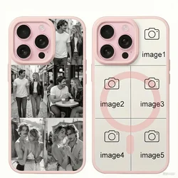 Personalized Magnetic Photo Phone Case - Custom Couples Design - iPhone 15 (Pink)