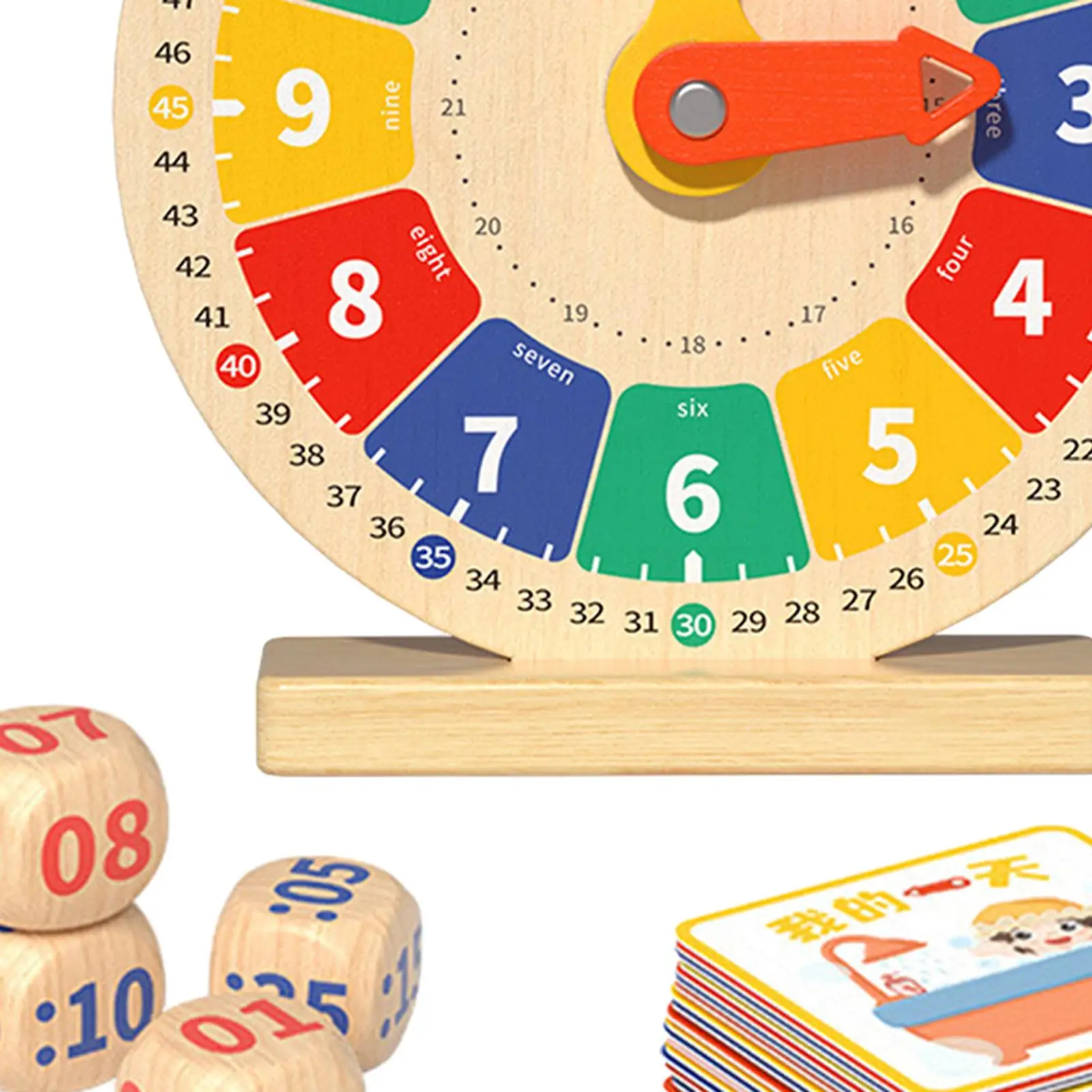 Wooden Clock Toy Early Learning with Cards Clock Learning for Learning Activities Homeschool Supplies Clocks Practice Boys Girls