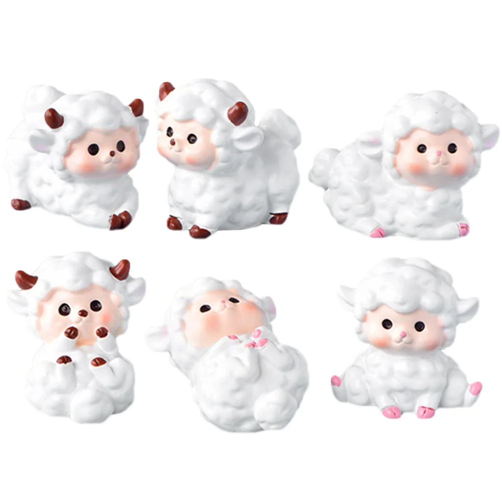 

6 Pcs Sheep Model Birds Garden Decors Lovely Bonsai Pot Decoration Gardening Ornament Fairy Gardens Figurines Succulents Crafts