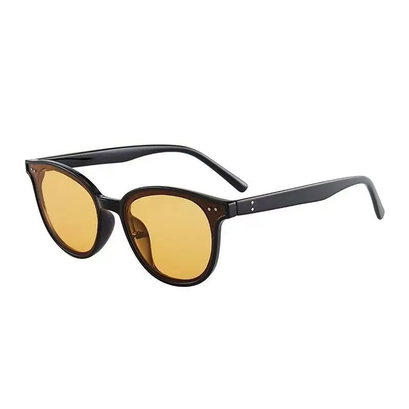 Retro Sunglasses For Woman Man Black Round Frame Sunglasses Trendy Styling Classic Design Minimalist Colorway Uv400 Eyewear