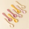 2PCS BPA Free Soft Silicone Spoon Fork Feeding Set Baby Feeding Solid Food Spoon Toddlers Cutlery For Children Tableware 2