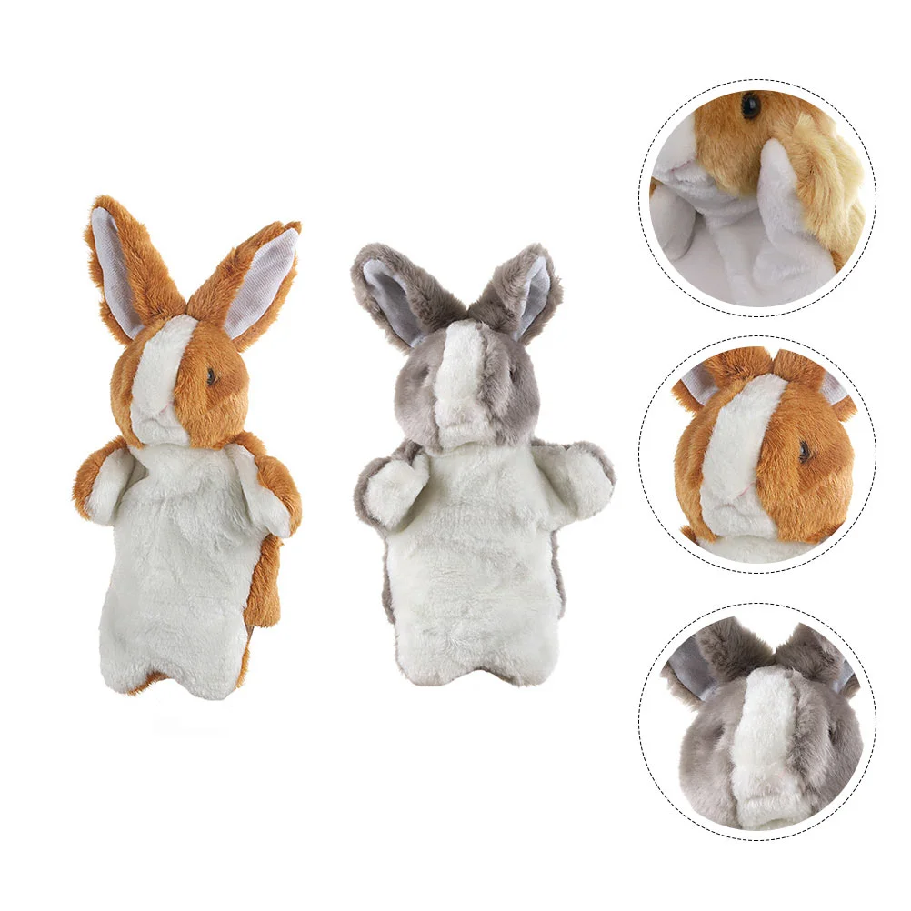 

2 Pcs Stuffed Dogs Kids Plush Rabbit Hand Puppet Animal Interactive Toy Dolls Parent-child
