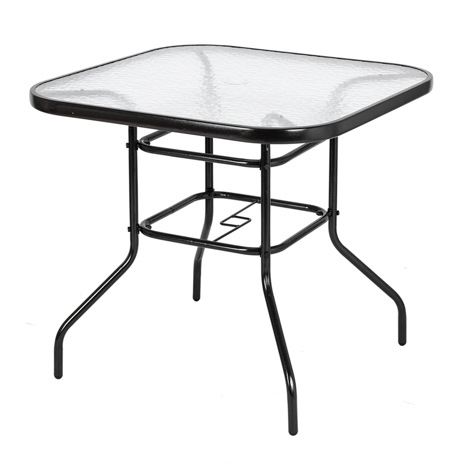Square Outdoor Dining Table with Toughened Glass