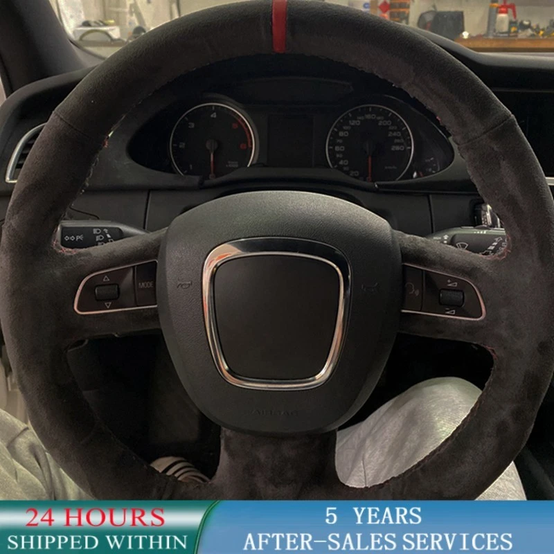 

Оплетка на руль автомобиля на заказ, Нескользящие замшевые автомобильные аксессуары для Audi A3 (8P) A4 (B8) A5 A8 A8 L Q7 RS 4 S4 S5 S6