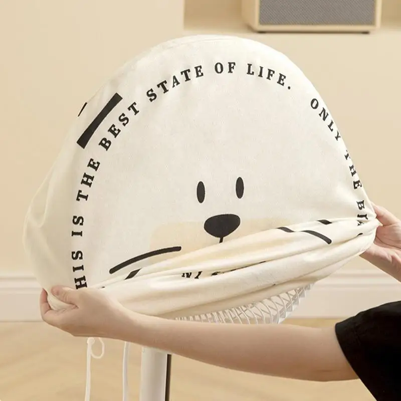 Fan Dust Cover Cute Cat Design Standing Floor Fan Protector Cover Safety Protection Round Electric Guard Dust