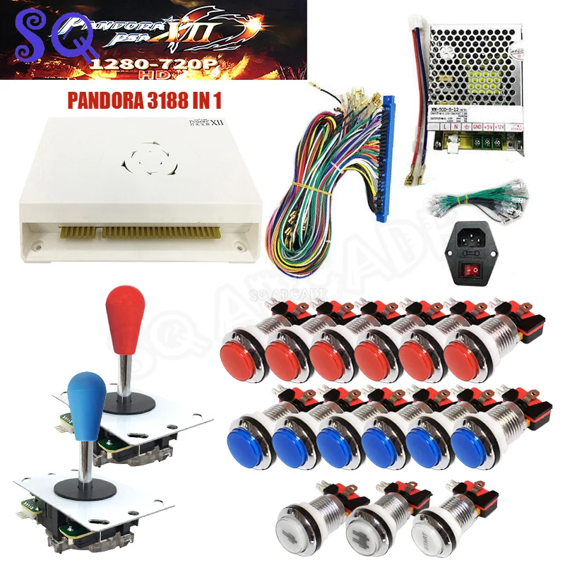 Pandora Game Box 3188 in 1 DIY Arcade Kit with Chrome Button 5pin Joystick For Arcade Machine Cabinet