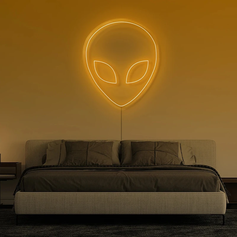 

Backboard Alien Neon Sign Light for Kid's Game Room Decor Transparent Flex USB Powered Led Novelty Neon Light Sign Ornament