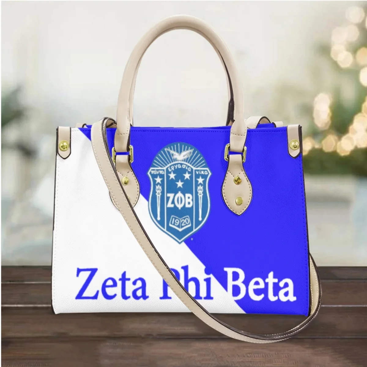 Zeta Phi Beta Personalized Blue White Design Fashion Handbag Outdoor Street Commuting Messenger Bag Long Shoulder Strap Totes