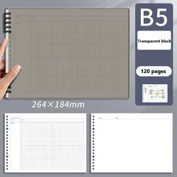120 - Page B5 Loose Leaf Mind Map & Grid Planner Notebook (Transparent black)