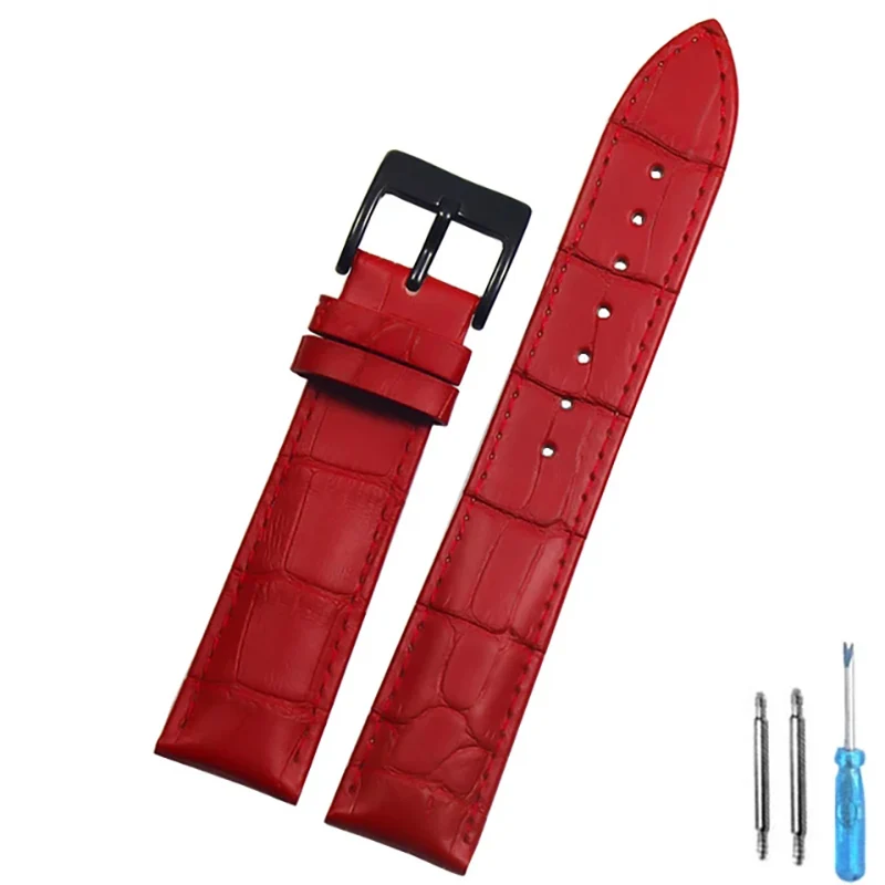 Premium Genuine Leather Watch Strap with Steel Buckle - Includes Tool
