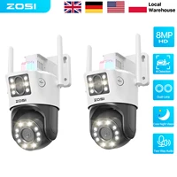 Caméra de sécurité WiFi PTZ ZOSI C298 Max 4K à double objectif (2x4MP) pour extérieur, ultra grand angle, zoom hybride 8X, détection de visage/véhicule, caméra IP 8MP 1