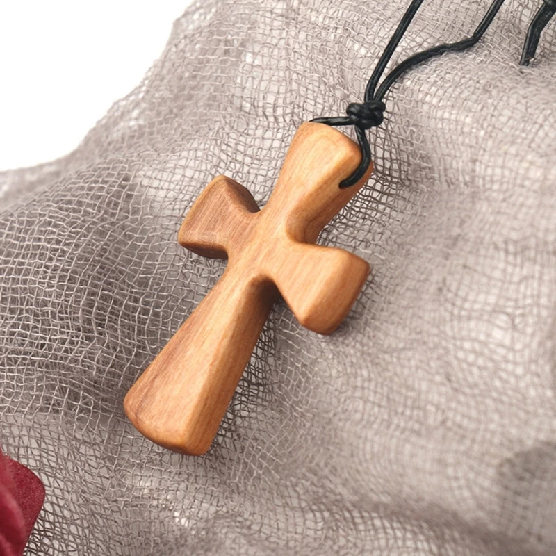 Xianli Wang Nece Naturale Legno Croce Ciondolo Collana Per Gli Uomini Donne Legno Solido Cristiano Battesimo Natale Pasqua Preghiera Fede Conferma Compleanno Regalo Auto Retrovisore Specchio Appeso
