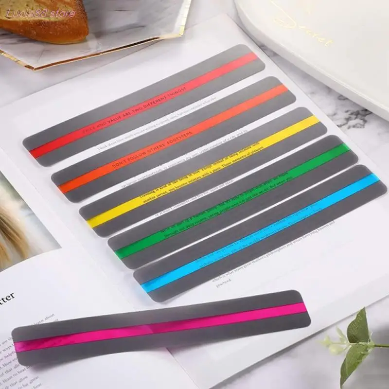 Bookmarks stationery supplies 6Pcs Guided Reading Strips Highlight Colored Overlays Colorful Bookmark Reading Tracking Rulers For Dyslexics
