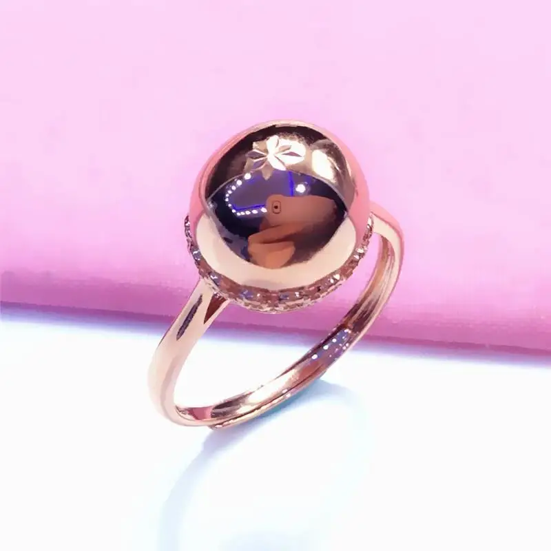 

585 Purple Gold 14K Rose Gold Round Beadrings for Women Opening Three-dimensional Design Shiny Charm Jewelry Mothers Day Gift