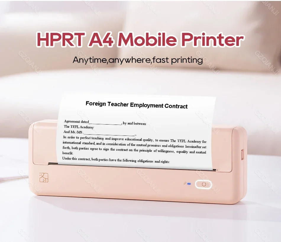 GlowMartHPRT MT810 A4 Portable Wireless Travel Printer Supports BT Thermal Printer Compatible with iOS Android Laptops